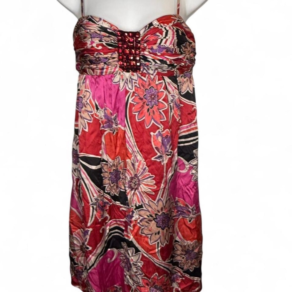 Red Ruched Cocktail Sundress with Spaghetti Straps
